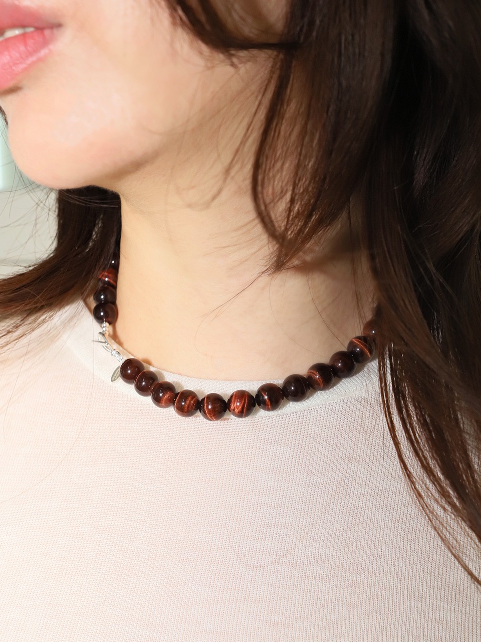 Red Tiger Eye Necklace / 10mm