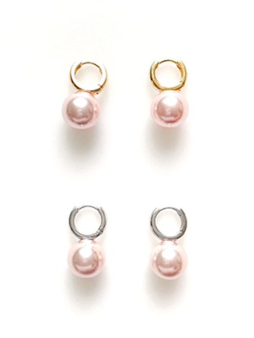 [리퍼브50%] Rose Pink Pearl Hoop Earring 2color
