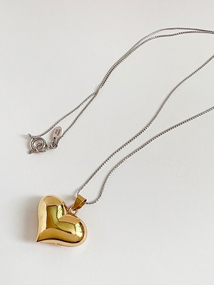 92.5% Chubby Heart Long Necklace / 2color