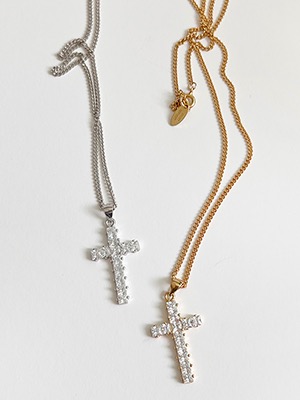 92.5% Crystal Cross Necklace / 2color